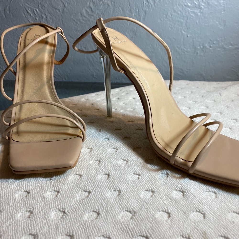 HALSTONS Nude Women's Wizard Multi Strap Party Heels Sandal - Picture 8 of 15